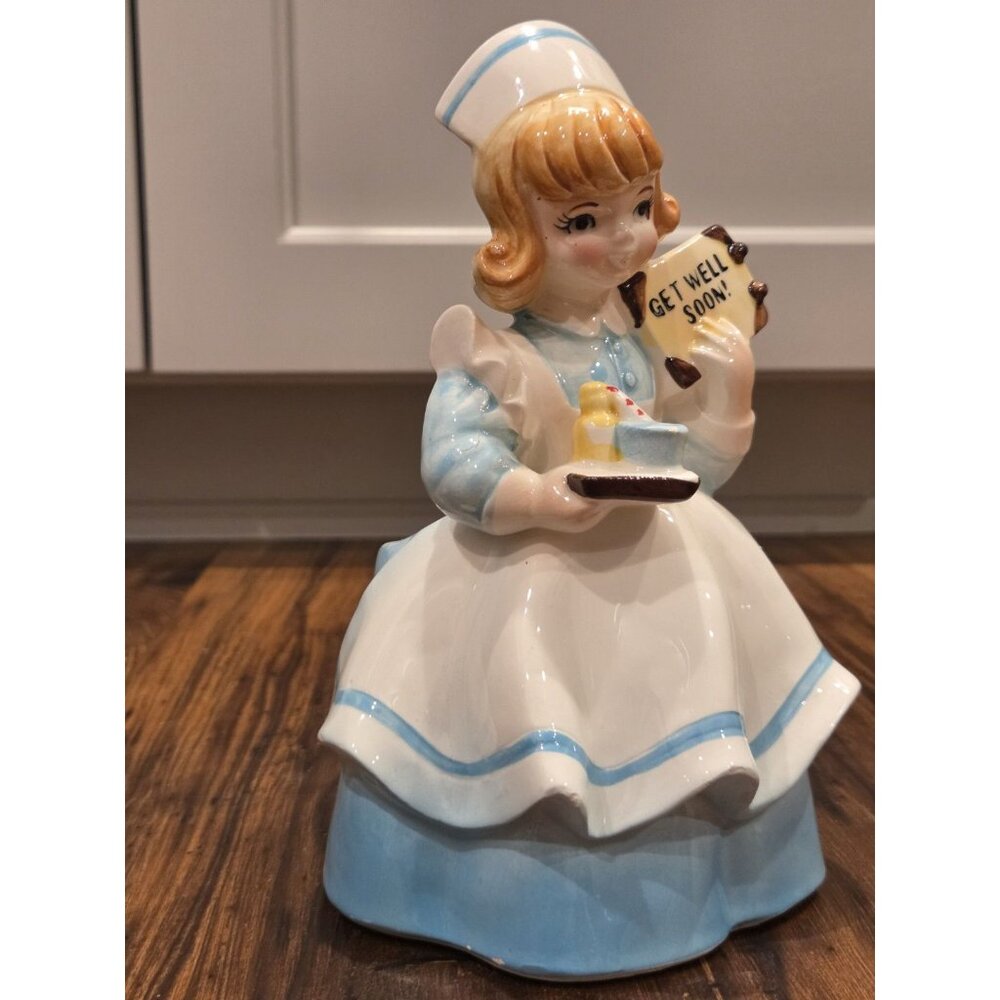 Vintage Lefton Nurse Planter 4292 Japan Get Well Soon Figurine Mid Century 1950s - Picture 5 of 11